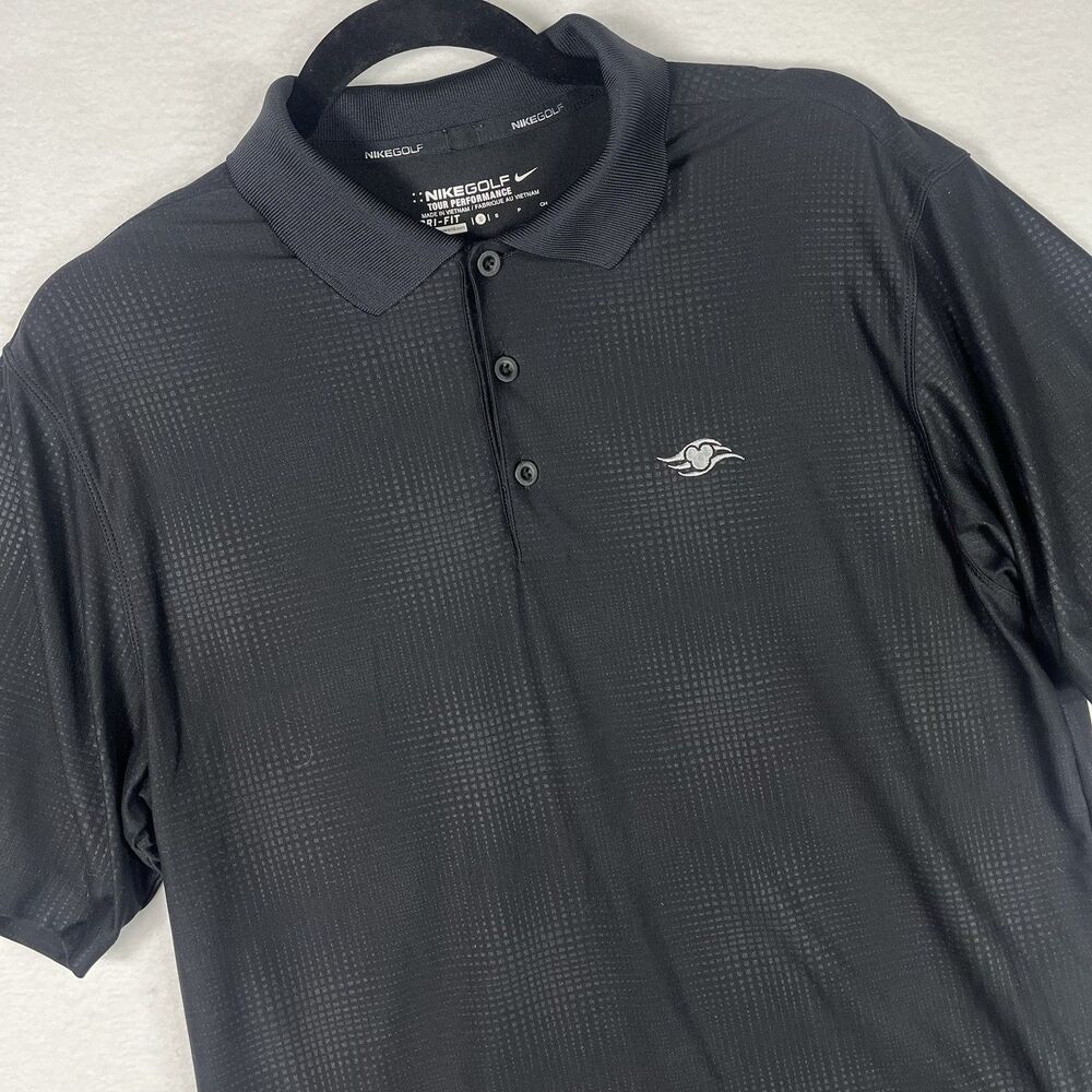 Nike Golf Mens Small Black Dri-Fit Disney Cruise Line Embroidered Polo Shirt